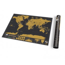 Mapa světa velká XL stírací cestovní i nástěnná scratch deluxe černá luxusní 