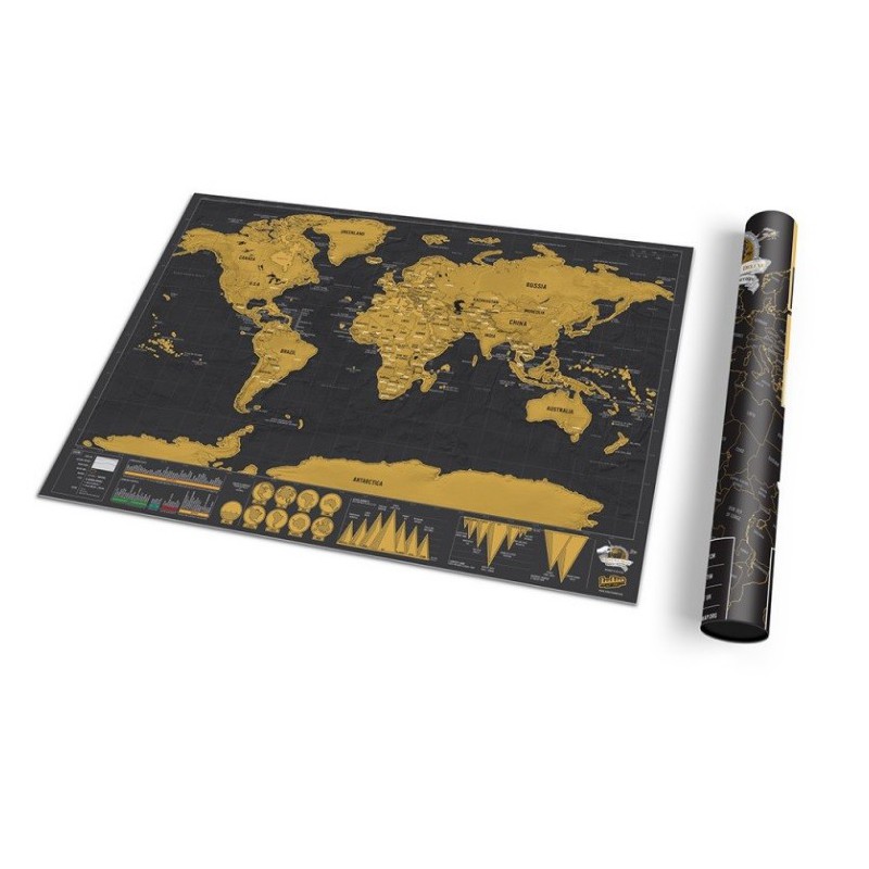 Mapa sveta veľká XL stieracia cestovná aj nástenná scratch deluxe čierna luxusná