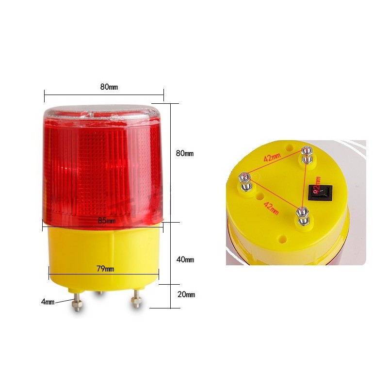 Czerwona lampa solarna / lampa ostrzegawcza