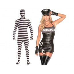 Kostým erotický sexy policajtka a catsuit väzeň