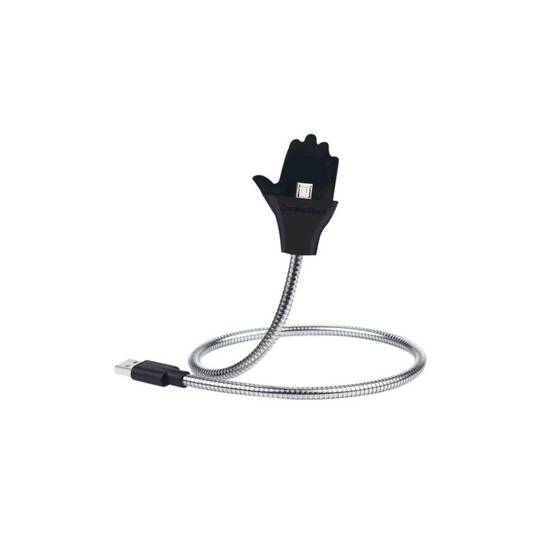 Kabel USB nabíjecí a datový kovový, stojan, držák do auta, ruka, konektor typ micro USB