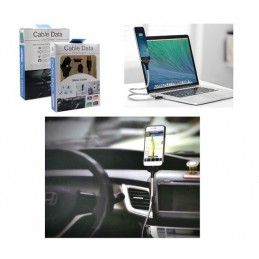 Kábel USB nabíjací a dátový kovový, stojan, držiak do auta, ruka, konektor micro USB