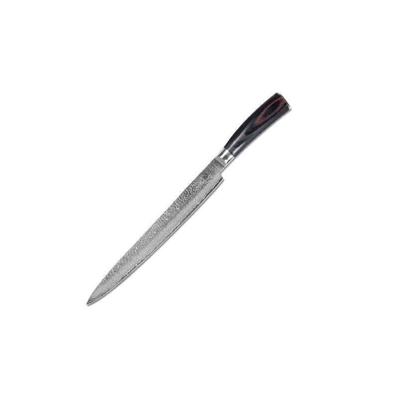 Długi wąski profesjonalny nóż szefa kuchni Chef 10 ze stali damaceńskiej VG-10, 67-warstwowy, do mięsa, sushi