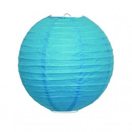 Lampion závěsný kulatý papírový světle modrý 40cm