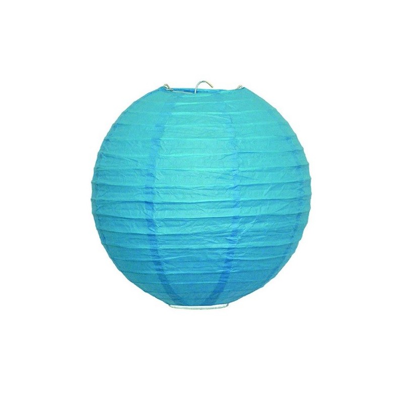 Lampion papírból, felakasztható, kör alakú, világos kék, 40cm