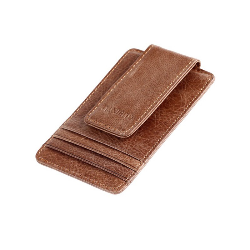 Peňaženka mini, puzdro na karty, RFID, s magnetickým klipom, z pravej kože