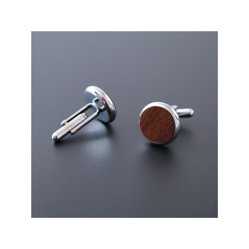 Spinki do mankietów bambusowe kółeczko na grawer