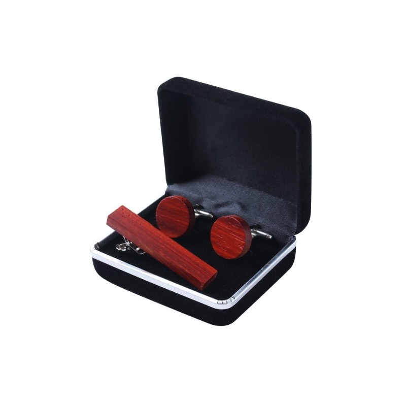 Pánsky set z dreva manžetové gombíky okrúhle a spona na kravatu