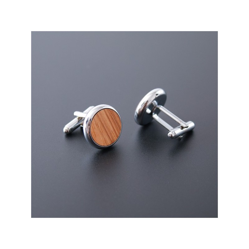 Mandzsetta gomb bambusz kör, gravírozott