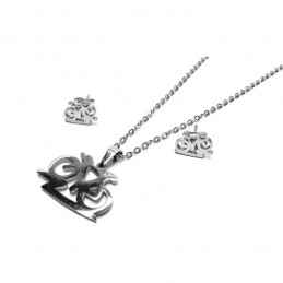 Zestaw biżuterii kolczyki i zawieszka rower, rowerzystka ze stali chirurgicznej