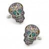 Spinki do mankietów kolorowa meksykańska czaszka, Catrina, skull