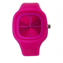 Hodinky silikonové čtvercové sportovní tmavě růžové