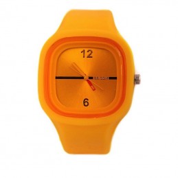 Silikónové hodinky štvorcové, farebné, jelly oranžové