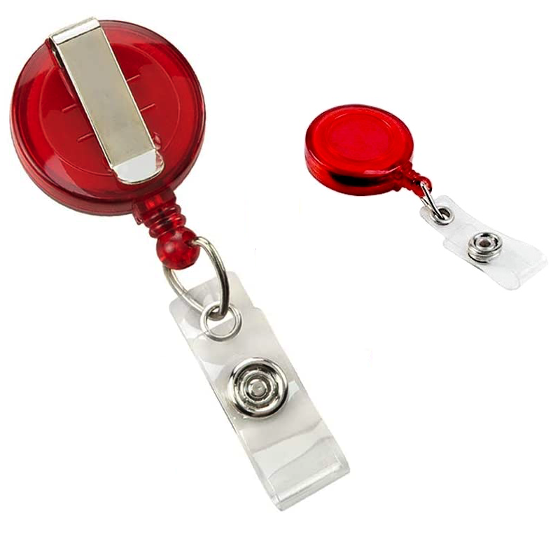 Linka zwijana klips retraktor brelok uchwyt na ID z napą przezroczysty