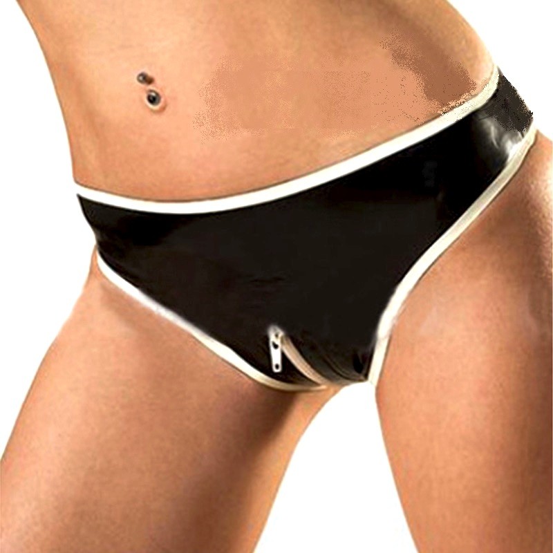 Latexové dámské brazilky se zipem v rozkroku Latexové dámské brazilky se zipem v rozkroku