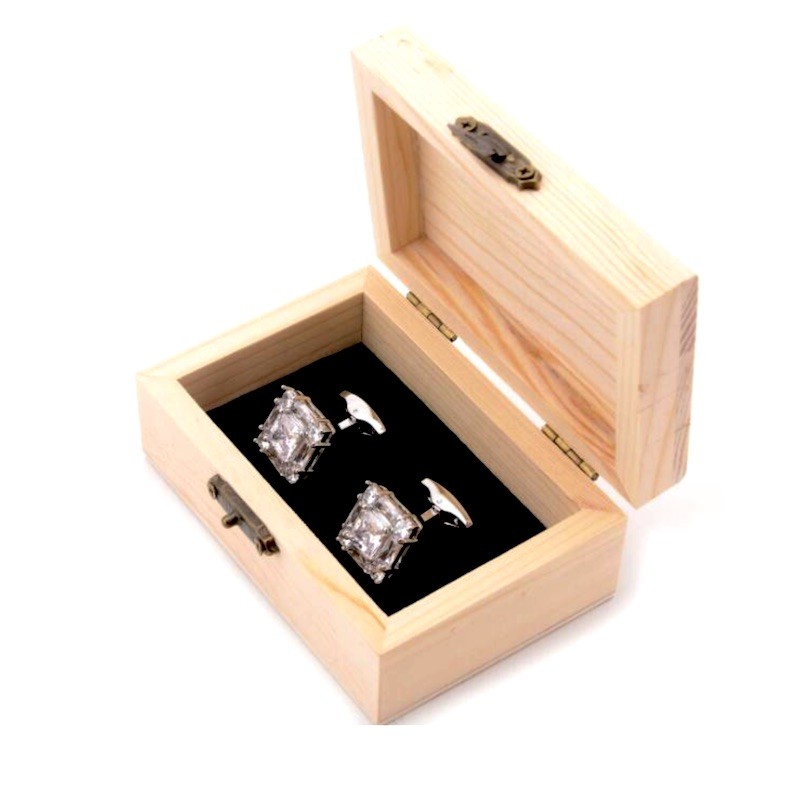 Drevená darčeková krabička na manžetové gombíky