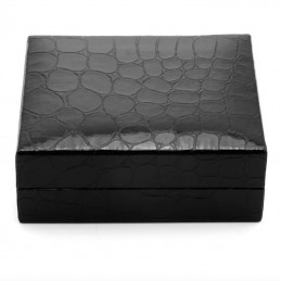 Čierna darčeková krabička na manžetové gombíky a sponu na kravatu Crocodile