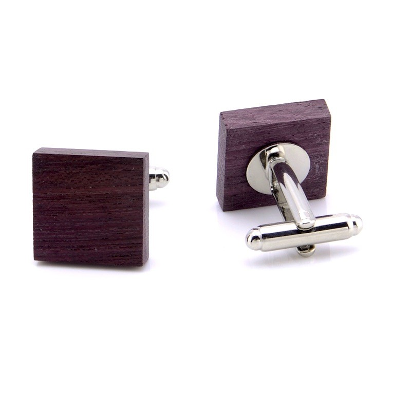 Spinki do mankietów drewniane kwadratowe