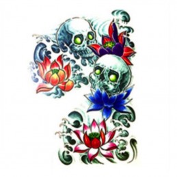 Sztuczny kolorowy maxi tatuaż na plecy, wzór czaszki, śmierć