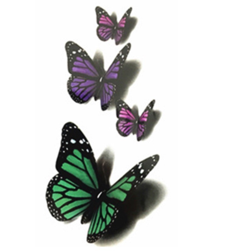 Ideiglenes felragasztható tetoválás lepkék, lila, zöld