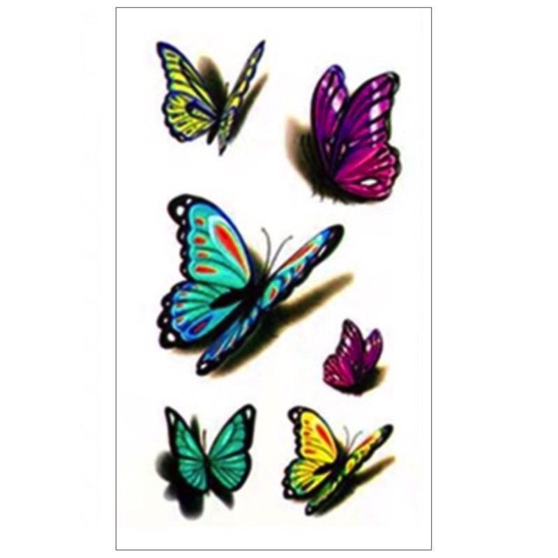 Jednorazowy kolorowy samoprzylepny tatuaż motyle