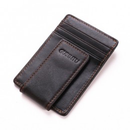 Peněženka mini, pouzdro na karty, RFID, s magnetickým klipem, z pravé kůže