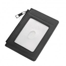 RFID / NFC mini peňaženka, z pravej kože, so zipsom a okienkom