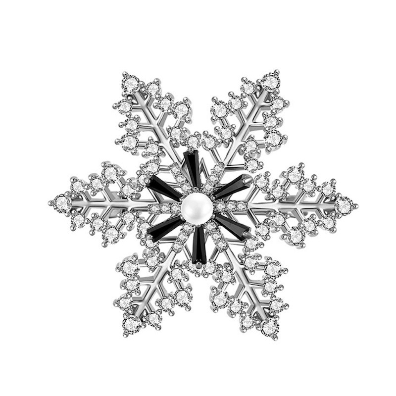 Brošňa snehová vločka s perlou