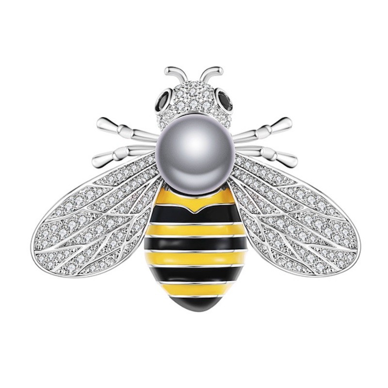 Broszka pszczoła miodna, pszczółka z perłą