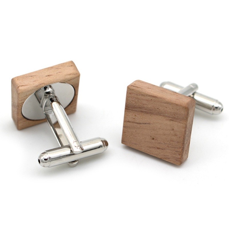 Spinki do mankietów drewniane kwadratowe