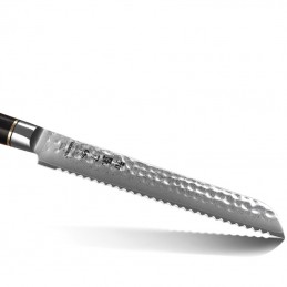 Profesionální vroubkovaný nůž  8" z damaškové oceli 60-62HRC, VG-10, 67-ti vrstvý, na pečivo, chléb