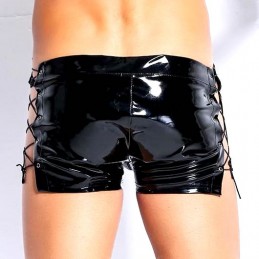 Pánske erotické šnurovacie PVC boxerky so zipsom