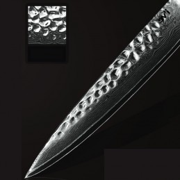 Professzionális kés gyümölcsökhöz, zöldségekhez, sushihoz damaszt acélból 60-62HRC, VG-10, 67 rétegű