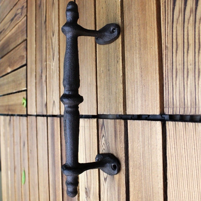 Öntöttvas dekoratív ajtókilincs, kovácsolt, country stílusú