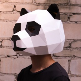 Zvieracia maska 3D papierová Panda, skladacia, kreatívna