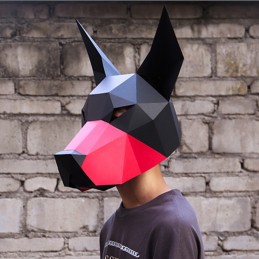 Állat maszk 3D papír, kutya Doberman, összecsukható, kreatív