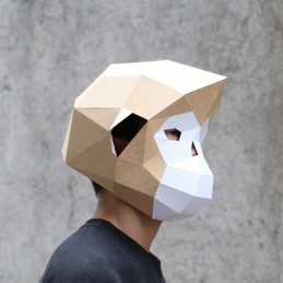 Maska zwierzęca 3D papierowa, małpa, składana, kreatywna, origami