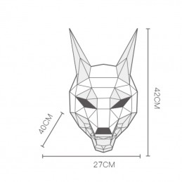 Maska zwierzęca 3D papierowa, wilk arktyczny, składana, kreatywna, origami