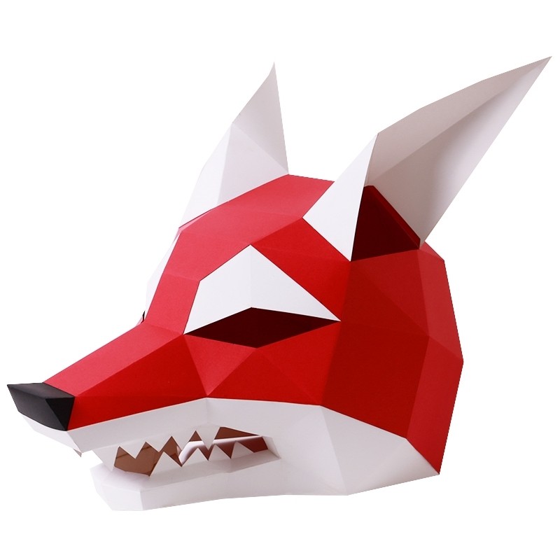 Állat maszk 3D papír, sarkvidéki farkas, összecsukható, kreatív, origami