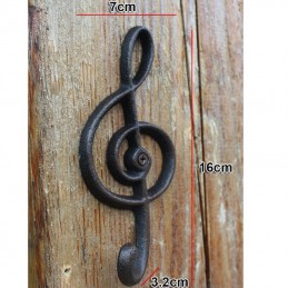 Liatinový dekoratívny háčik, vešiak husľový kľúč, vintage