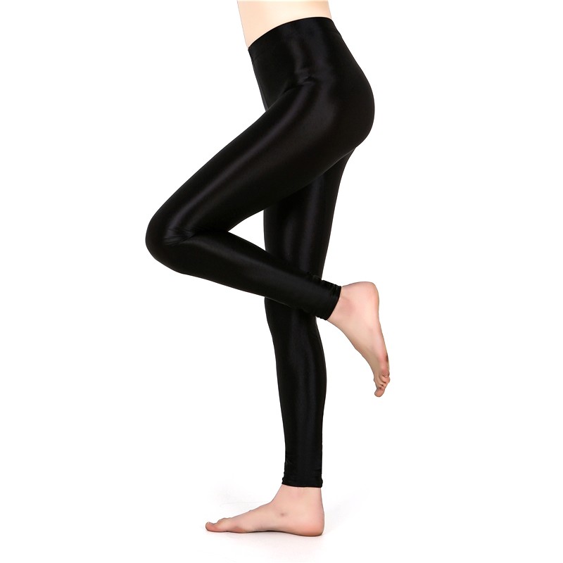 Női selyem, fényes, sima leggings, fitneszhez, jógához
