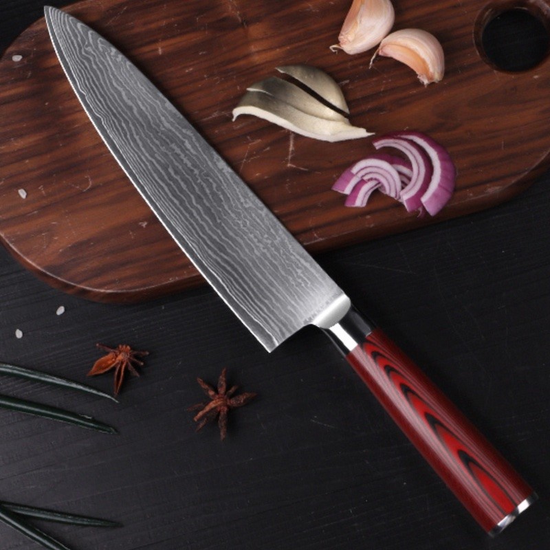 Profesjonalny nóż kuchenny Chef 8 ze stali damasceńskiej VG-10, 67 warstw, dla kucharzy, nóż do mięsa, sushi