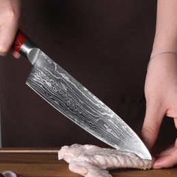 Profesionálny kuchynský nôž Chef 8" z damascenskej ocele VG-10, 67-vrstvový, pre šéfkuchára, nôž na mäso, na sushi