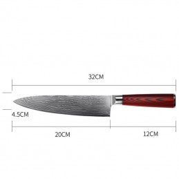 Profesionální kuchyňský nůž Chef 8" z damascenské oceli VG-10, 67-ti vrstvý, pro šéfkuchaře, nůž na maso, na sushi