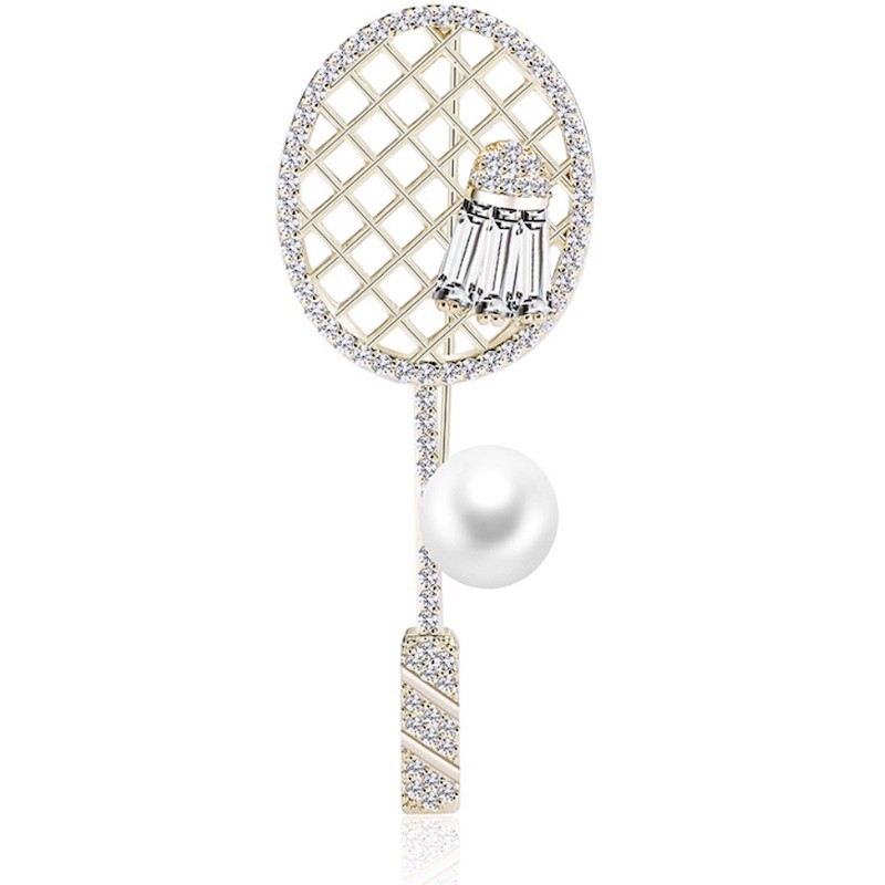 Brož badmintonová raketa s košíčkem a perlou