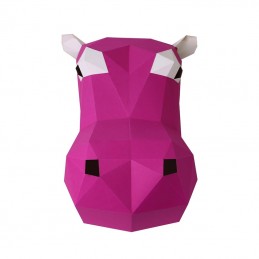 Állat maszk papírból 3D, rózsaszín víziló, hippo, hajtogatható, kreatív, origami