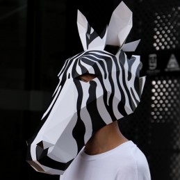Zwierzęca papierowa maska 3D, zebra, kreatywnie składana origami