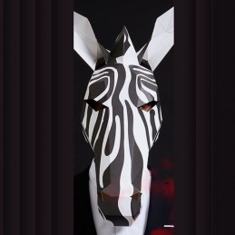 Zvieracia maska 3D papierová, zebra, skladacia, kreatívna, origami