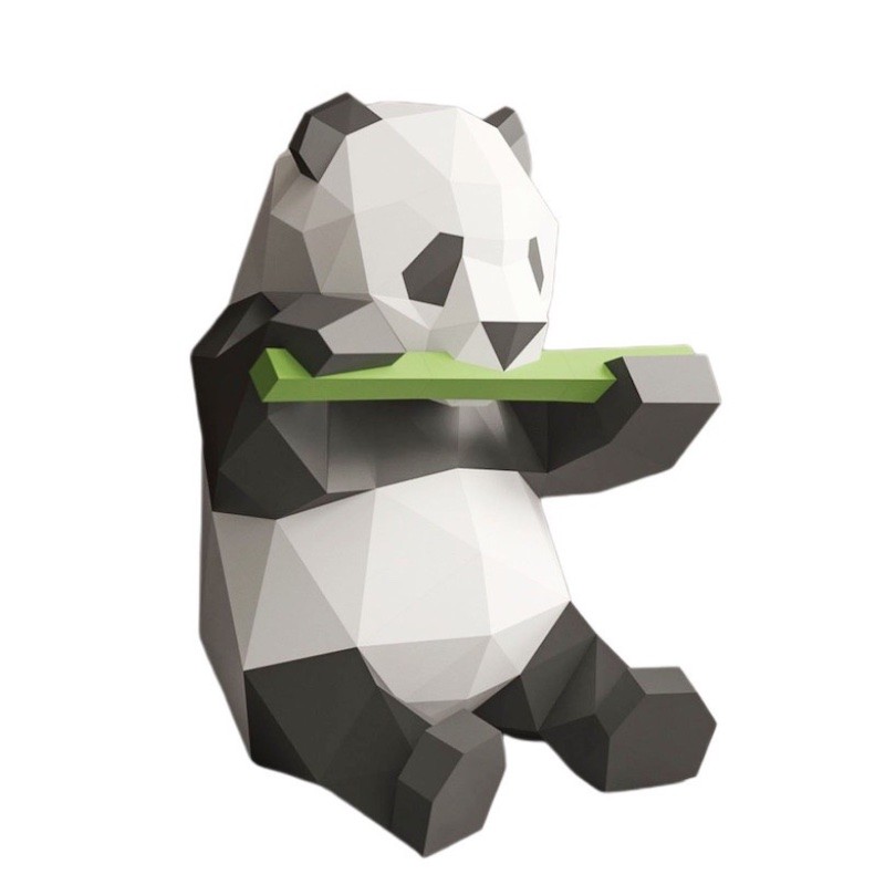 3D kreatív papír kirakó, bambuszt majszoló panda