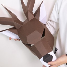 Zvířecí maska 3D papírová, Jelen, Deer, skládací, kreativní, DIY